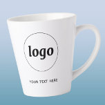 Simple Logo and Text Business Promotional Latte Mug<br><div class="desc">Simple logo and custom text to promote your business and help foster brand awareness. Replace the logo and text with your own to customize. Use them yourself, give them to your employees and co-workers, sell them to customers and clients or give them away as promotional merchandise to inspire customer loyalty...</div>