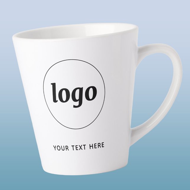 Simple Logo and Text Business Promotional Latte Mug (Simple logo with custom text business branding promotional latte coffee mug)