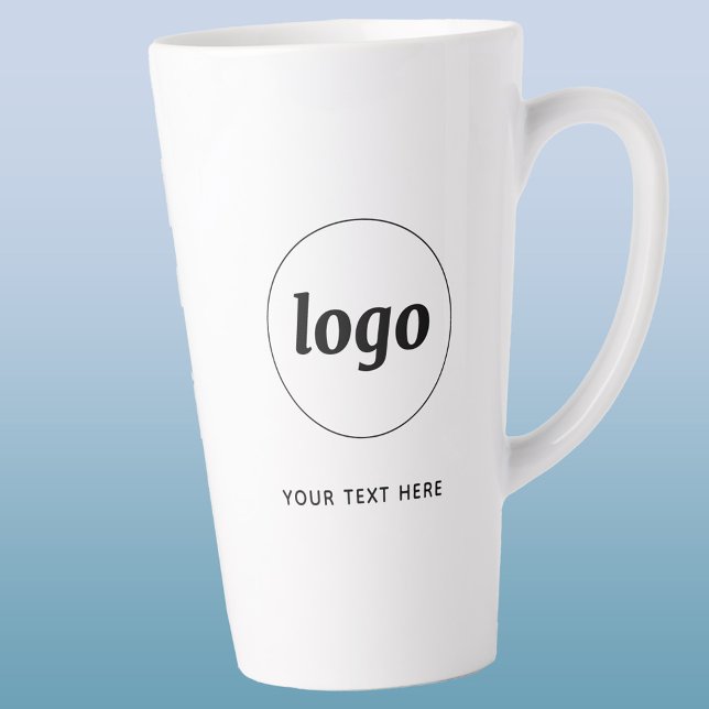 Simple Logo and Text Business Promotional Latte Mug (Simple logo with custom text business branding promotional latte mug)