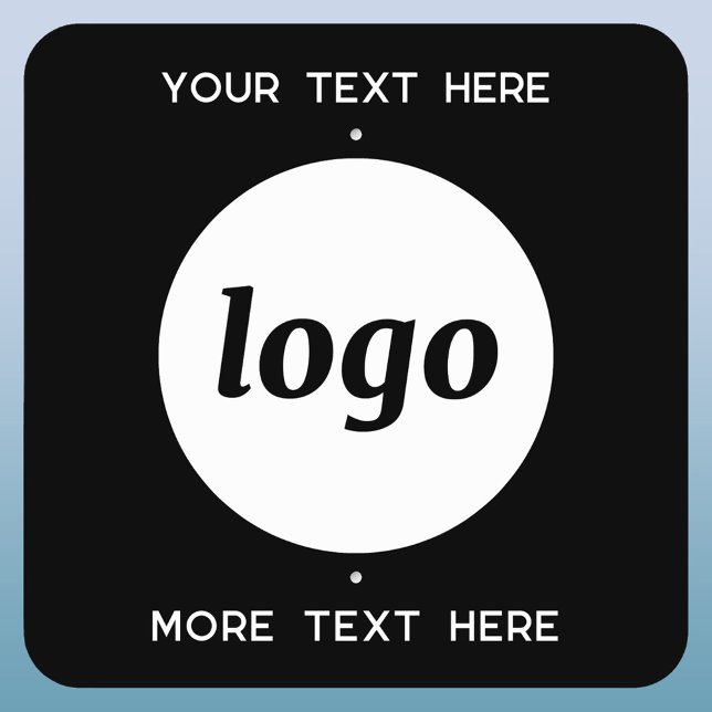 Simple Logo and Text Business Promotional Metal Sign (Simple logo with custom text business branding promotional black metal sign)