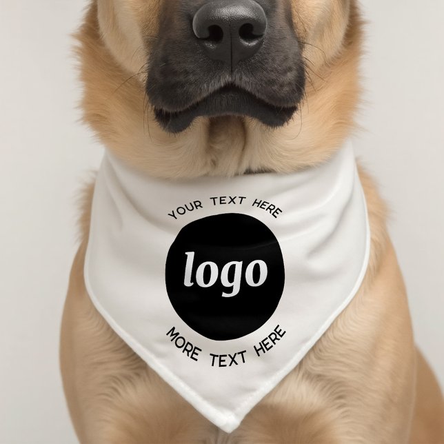 Simple Logo and Text Business Promotional Pet Bandana Collar (Simple logo with custom text business branding promotional pet bandana)