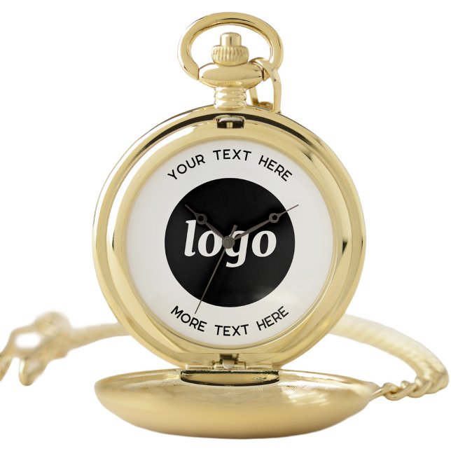Simple Logo and Text Business Promotional Pocket Watch (Simple logo with custom text business branding promotional pocket watch)