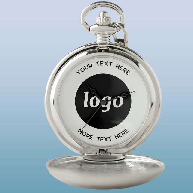 Simple Logo and Text Business Promotional Pocket Watch (Simple logo with custom text business branding promotional pocket watch)
