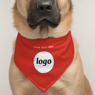 Simple Logo and Text Business Promotional Red Pet Bandana Collar