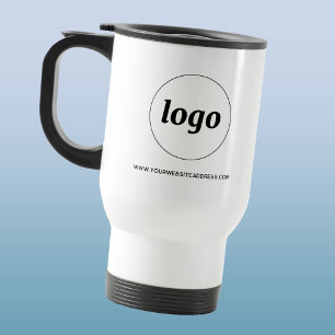 Simple Logo and Text Business Promotional Travel Mug