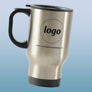 Simple Logo and Text Business Promotional Travel Mug