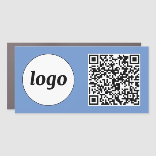 Simple Logo and Text Business QR Code Blue Car Magnet