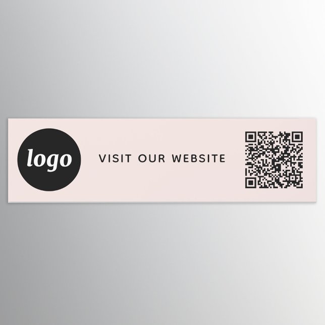 Simple Logo and Text Business QR Code Blush Pink Car Magnet (Logo QR code custom text business promotional car magnet)