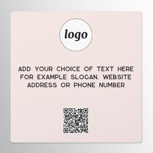 Simple Logo and Text Business QR Code Blush Pink Car Magnet