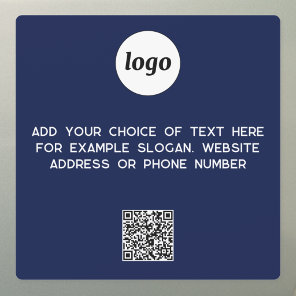 Simple Logo and Text Business QR Code Navy Blue Car Magnet
