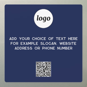 Simple Logo and Text Business QR Code Navy Blue Car Magnet