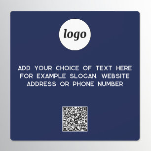 Simple Logo and Text Business QR Code Navy Blue Car Magnet