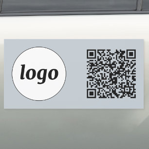 Simple Logo and Text Business QR Code Powder Blue Car Magnet