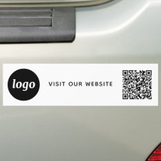 Simple Logo And Text Business Qr Code Promotional Bumper Sticker at Zazzle
