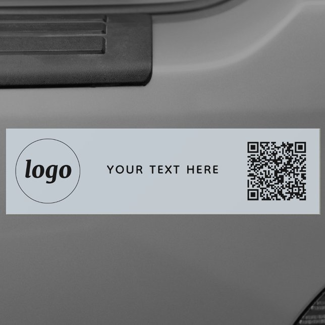 Simple Logo and Text Business QR Code Promotional Bumper Sticker (Powder blue logo with QR code and custom text promotional business car sticker)