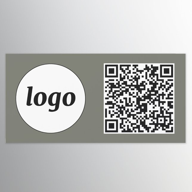 Simple Logo and Text Business QR Code Sage Green Car Magnet (Logo with QR code business promotional car magnet)