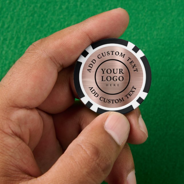 Simple Logo and Text Business Rose Gold Fundraiser Poker Chips (Hand)