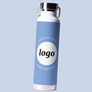 Simple Logo and Text Business Sky Blue Water Bottle