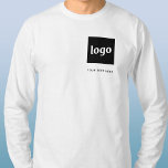 Simple Logo and Text Business T-Shirt<br><div class="desc">Add your logo and text to this modern promotional business design. Great for employee uniforms,  trade shows and corporate events,  or to give away to your clients and customers as promotional items. Choose a base color to reflect your small business branding,  and remove the text if you prefer.</div>