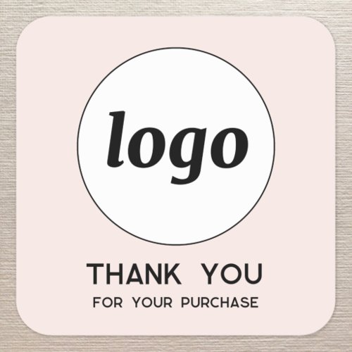 Simple Logo and Text Business Thank You Blush Pink Square Sticker