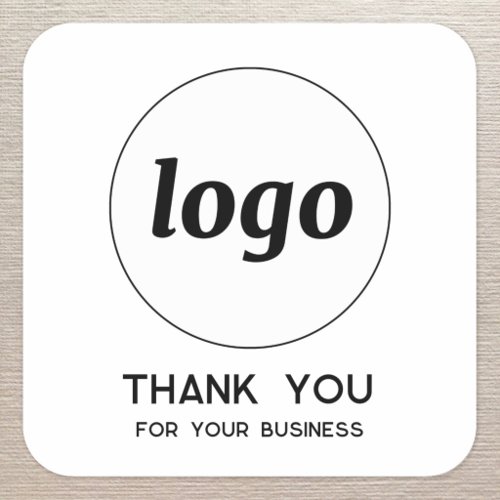 Simple Logo and Text Business Thank You Square Sticker