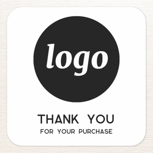 Simple Logo and Text Business Thank You Square Sticker