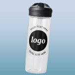 Simple Logo and Text Business Water Bottle<br><div class="desc">Simple logo and custom text design to foster brand loyalty and promote your small business.  Replace the logo with your own,  and change or delete the top and lower text to customize.  Perfect for promotional purposes and to give to employees,  customers and clients.</div>