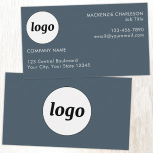 Simple Logo and Text Charcoal Gray Business Card