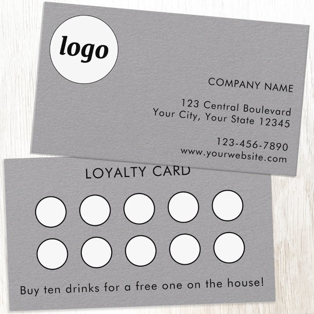Simple Logo and Text Customer Loyalty Card (Simple logo business branding promotional loyalty card)