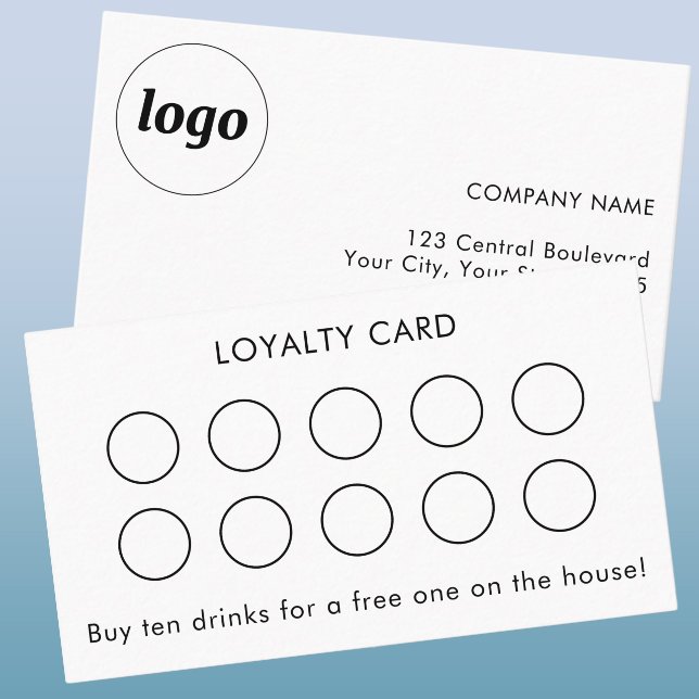 Simple Logo and Text Customer Loyalty Card (Simple logo with custom text customer loyalty reward card.)