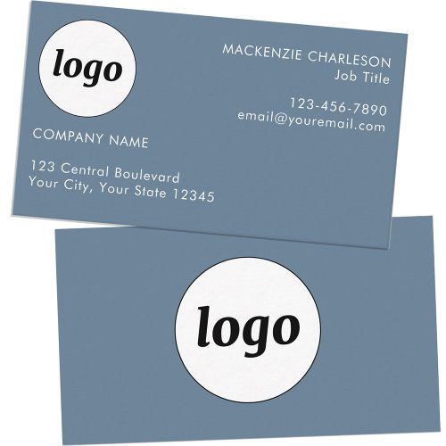 Simple Logo and Text Dusty Blue Gray Business Card