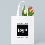 Simple Logo and Text Grocery Bag<br><div class="desc">Simple minimalist logo and custom to promote your business.  Replace the logo and text with your own to customize.</div>