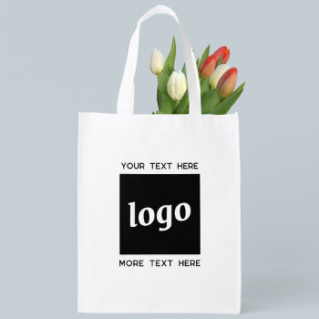Simple Logo And Text Grocery Bag by Squirrell at Zazzle