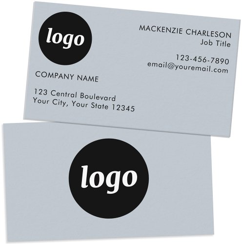 Simple Logo and Text Powder Blue Business Card