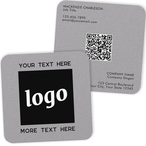 Simple Logo and Text QR Code Square Business Card