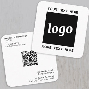 Simple Logo and Text QR Code Square Business Card