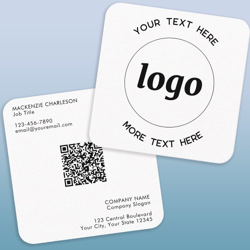 Simple Logo and Text QR Code Square Business Card