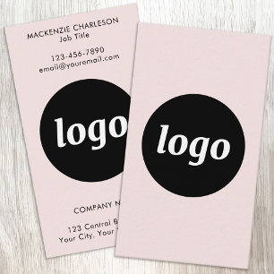 Simple Logo and Text Vertical Blush Pink Business Card