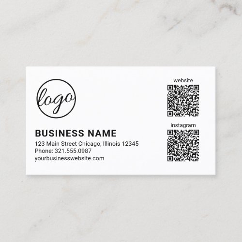 Simple Logo Black and White Modern QR Code Business Card