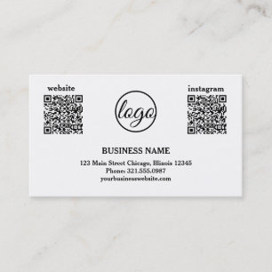 Simple Logo Black and White Modern QR Code Business Card