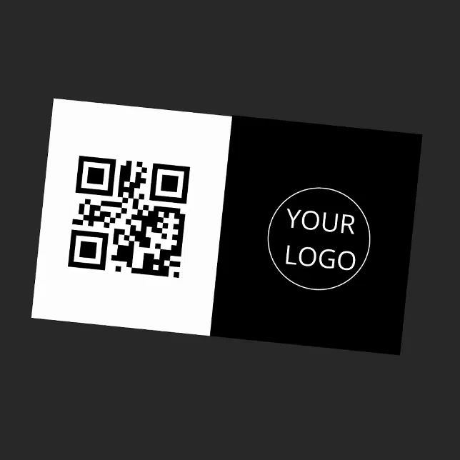 Simple Logo Black And White Qr Code Corporate Business Card | Zazzle