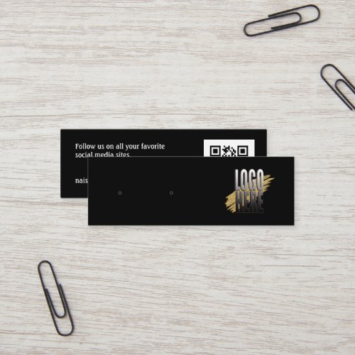 Simple Logo Black Earring Display with QR Code  Mini Business Card
