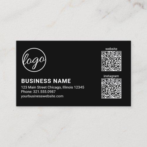 Simple Logo Black Modern QR Code Business Card