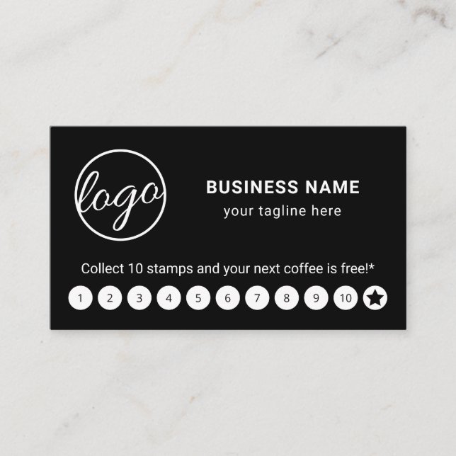 Simple Logo Black Star Modern Loyalty Card (Front)