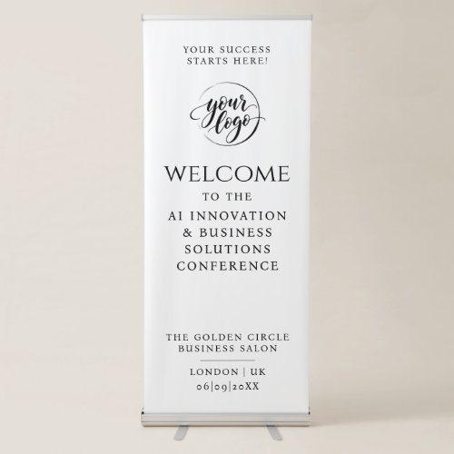Simple Logo Black White Business Event Welcome Retractable Banner