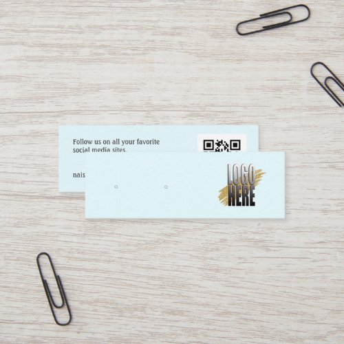 Simple Logo Blue Earring Display with QR Code   Mini Business Card