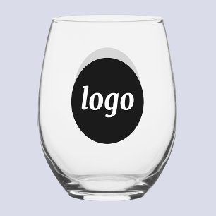 Simple Logo Branded Promotional Business Stemless Wine Glass