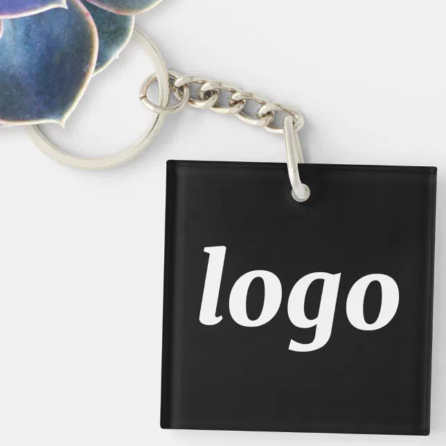 Computer Logo Keychain Simple Logo Branding Promotional Business Keychain | Zazzle