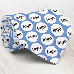 Simple Logo Business Blue Neck Tie<br><div class="desc">Simple logo design to foster brand loyalty and promote your small business.  Replace the logo with your own and change the background color in the Design Tool to customize.</div>