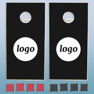 Simple Logo Business Branding Black Cornhole Set